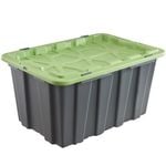 All Set 100L Grey And Green Heavy Duty Storage Container With Flat Lid
