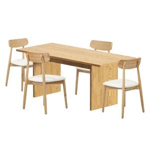 Oikiture 1.8m Dining Table and Chairs Wooden Furniture Set of 5