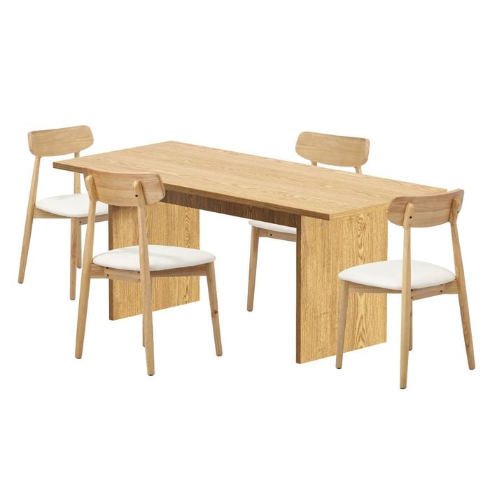 Oikiture 1.8m Dining Table and Chairs Wooden Furniture Set of 5