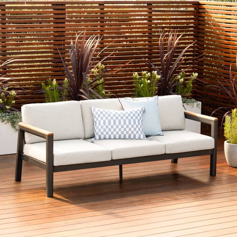 Mimosa 3 Seater Charcoal Rhone Aluminium Lounge With Cushion