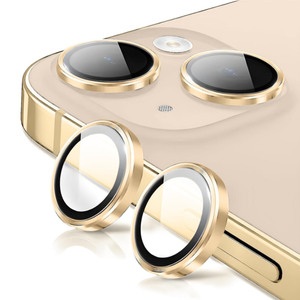 Metal Camera Lens Glass Individual Eagle Protector Cover - For Apple iPhone 14 / 14 Plus / 15 / 15 Plus (2pcs) - Gold