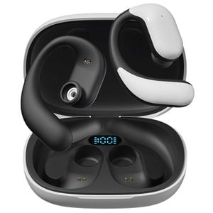 Elinz Air Conduction Sports Headphones Earbuds Open-Ear Design with Mic Bluetooth 5.3 Black & White