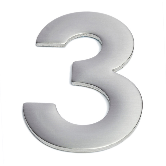 Sandleford 75mm 3 Stainless Steel Self Adhesive Numeral