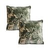 SOGA 2X 50cm Green Gold Crushed Velvet Decorative Throw Pillow