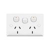 DETA White Solid Plate Double Power Point With Extra Switch