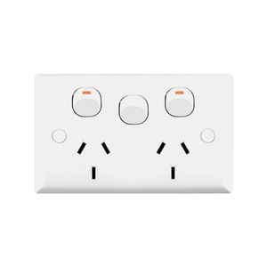 DETA White Solid Plate Double Power Point With Extra Switch