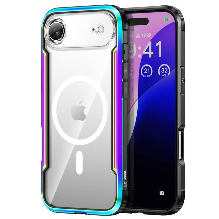 Tough On for iPhone 17 Air Iron Shield Case with MagSafe - Iridescent