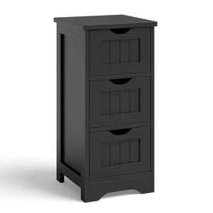 Costway 3 Drawer Storage Cabinet Beside Table Organizer Black