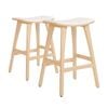 La Bella 2 Set 65cm Beige Wooden Bar Stool KANSO Padded Fabric Kitchen Dining Chair