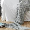 CottonMore Knitted Mermaid Tail Blanket Home Decor Acrylic Throw Rug 195cmx90cm - Grey