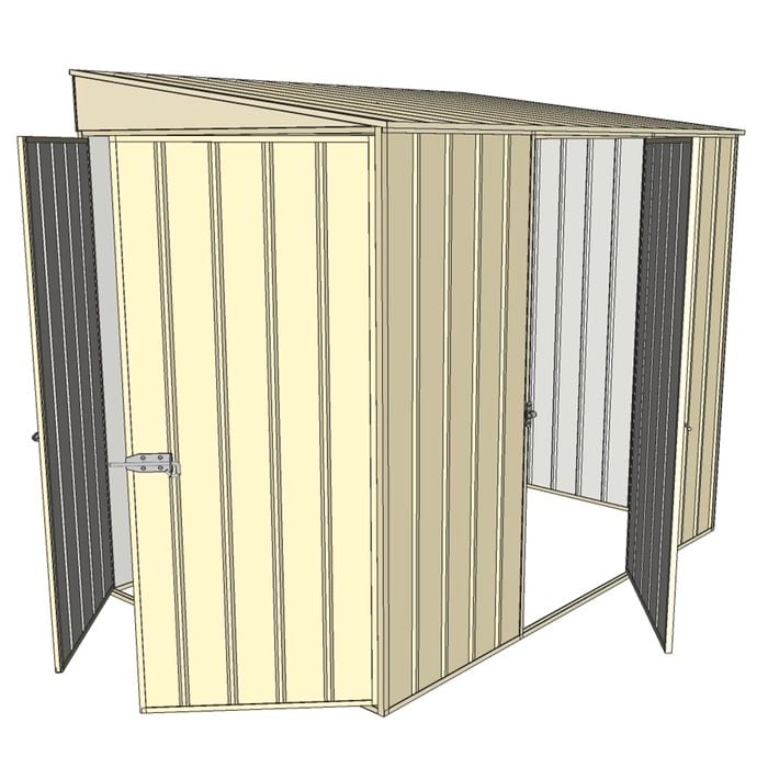 Build-a-Shed 1.5 x 2.3 x 2m Single Hinged Side Door Skillion Shed - Cream