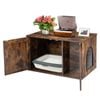 Costway Wood Sideboard Enclosed Cat Litter Cabinet Coffee