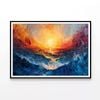 Ocean with Sunset Painting  Print 100% Australian Made 120x90cm  (Poster)