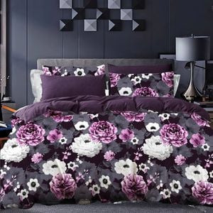 Antonella Grey Purple Floral Quilt Cover Set( Double size )