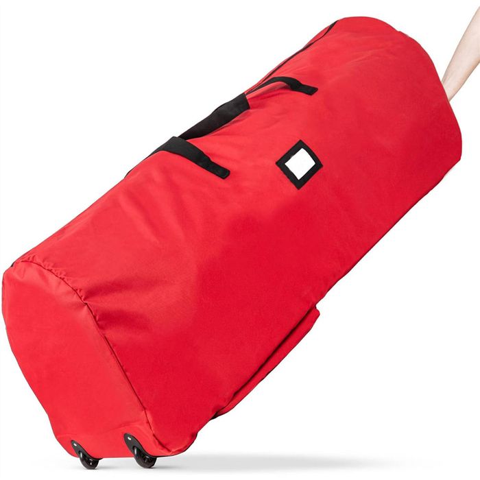 Catzon Christmas Tree Storage Bag with Wheels 600D Oxford Waterproof for Artificial Trees-Red