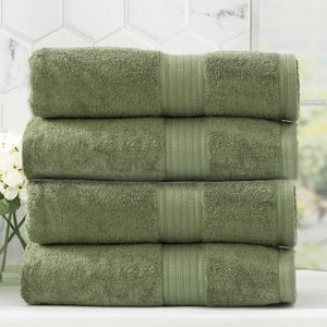 4pc Renee Taylor Stella 650gsm Super Soft Bamboo Cotton Bath Towel Jade