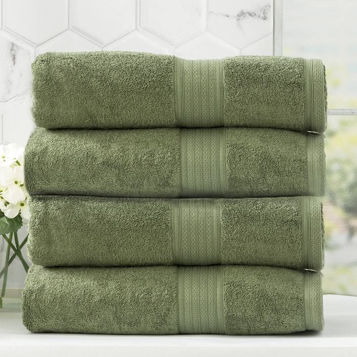 4pc Renee Taylor Stella 650gsm Super Soft Bamboo Cotton Bath Towel Jade