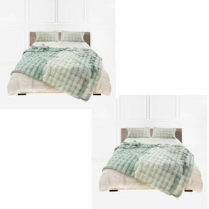 SOGA 2X 200cm Light Green Fur Throw Blanket