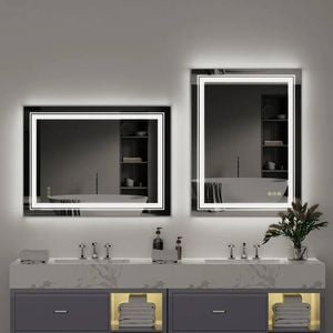 Oakory 50x70cm Rectangular Led Smart Bathroom Mirror Front And Backlit Anti-fog Dimmable