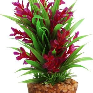Aqua One Red Ludwigia/Green Sword W/Gravel Base Plastic Plant - Med (28189)