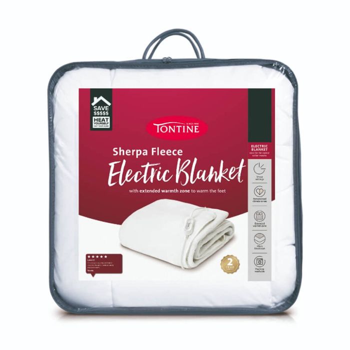 Tontine Soft & Cosy Sherpa Fleece Electric Blanket 3 Heat Settings King