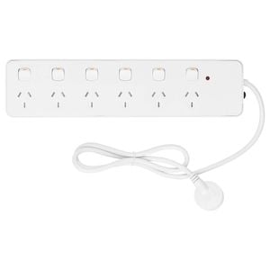 Click 6 Outlet Individually Switched Surge Powerboard With Child Safety Shutters