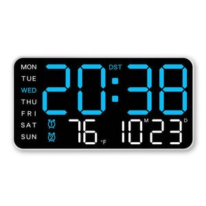 Catzon Frameless Clock White Shell Multi-functional Wall Desk-blue