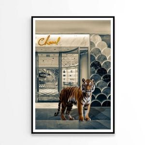 Elegant Fashion Store with Tiger Print 100% Australian Made 90x120cm (Poster)