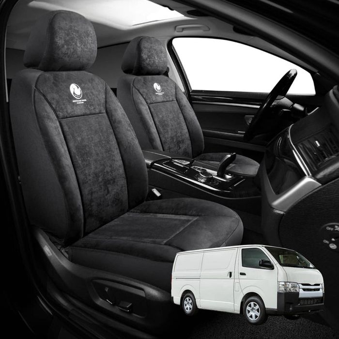 Australian Goose Edition Front Seat Covers for Toyota Hiace Van 2005 - 2019 (LWB) - Suede, Universal Fit - Black