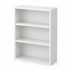 Roomo 3-Tier Adjustable Bookshelf Cabinet, White Wooden Storage Organizer with Adjustable Shelves for Home & Office