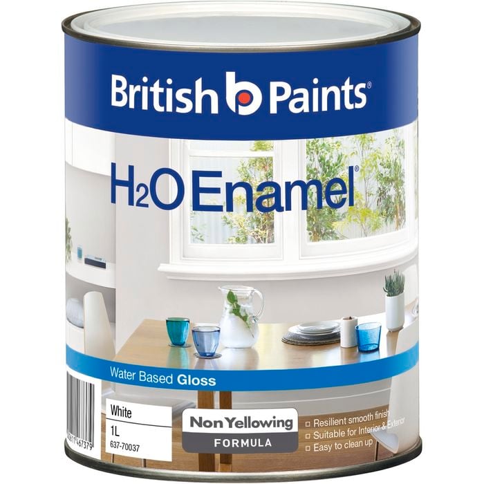 British Paints White Gloss H2O Enamel Paint - 1L