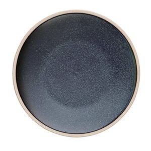 Olympia Anello Plates Ink Black Raw Edge Stoneware 205mm Pack of 6