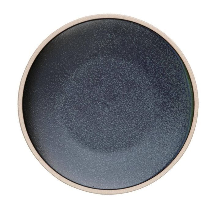 Olympia Anello Plates Ink Black Raw Edge Stoneware 205mm Pack of 6