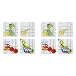 2x 4pc Porto Valentina Food Illustration Rectangle Coasters 10cm