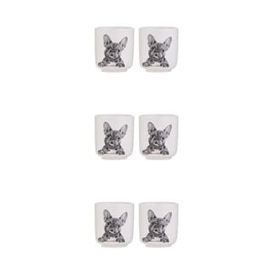 3x 2pc Ashdene Peeking Pups Ceramic Egg Cups Serveware Set French Bulldog