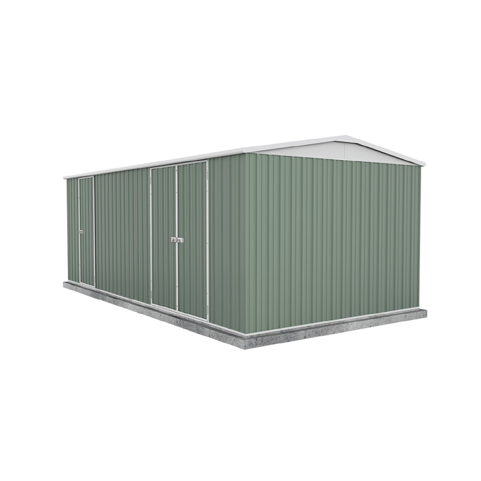 Absco 5.96 x 3.0 x 2.3m Pale Eucalypt Highlander Three Door Garden Shed