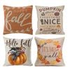 Catzon 4 Pcs Autumn Throw Pillow Covers Linen Thanksgiving Day Decor-Set 8