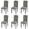 vidaXL 6x Dining Chairs Fabric Grey Indoor Kitchen Furniture Seats Seating