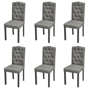 vidaXL 6x Dining Chairs Fabric Grey Indoor Kitchen Furniture Seats Seating
