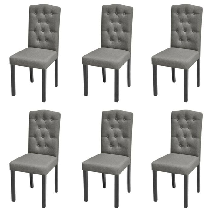 vidaXL 6x Dining Chairs Fabric Grey Indoor Kitchen Furniture Seats Seating