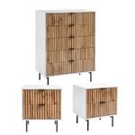 Cosmoliving Chelsea Chest of 5 Drawers, 2 Bedside Tables Bundle