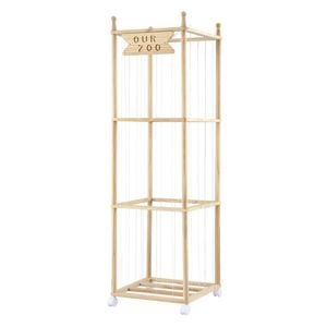 Keezi Stuffed Animal Toy Storage & Organizers Wooden Zoo Cage With Wheels Elastic Cords