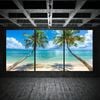 3pcs Two Palm Trees, Clear Blue Seawater  Print 100% Australian Made 3 x 40x60cm (Metal Print)
