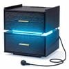 Costway Nightstand Charging Led Table Drawer Modern Semi-floating Black