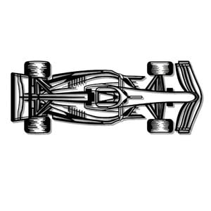 Ignite Laser Formula Race Car Pits Top View Silhouette Metal Wall Art Coated Black 47" - 120 cm