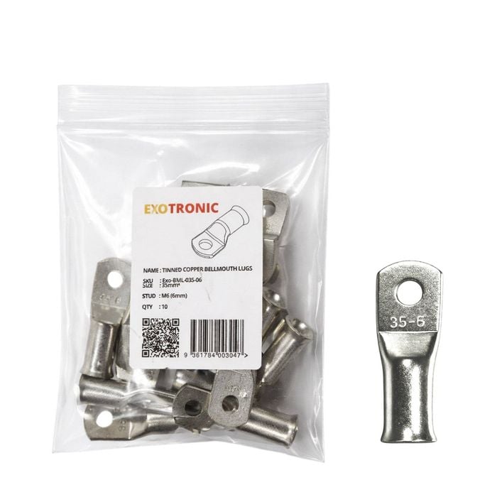 10 Pack of Exotronic 35mm² Copper Lug M6 | Bellmouth