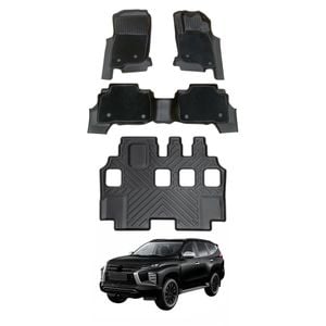 AUSGO 3-Row Set Double-Layer Car Floor Mats for Mitsubishi Pajero Sport 7-Seat 2015-Onwards Floor Liners