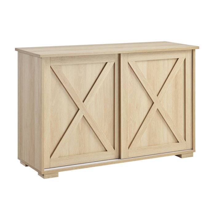 Design Square Elector Wooden Buffet Unit Sideboard Strage Cabinet W/ 2-Sliding Doors Oak