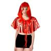 Adult Iridescent Metallic Mini Hooded Cape Halloween Party Costume Red
