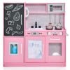 Costway Kids Kitchen Play Set Pretend Cooking Toy W/blackboard Pink